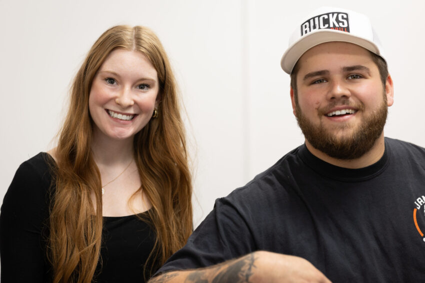 MavRadio.FM host Bayliegh Koch and local country artist Tyler Anthony share a laugh in the studio during the “Wear Black, Give Back” broadcast. In their conversation, Anthony reflected on leaving college to pursue his passion, saying, “I started playing music at bars, pizza places, and family events—anywhere I could. Now I’m living my dream every single day.”
